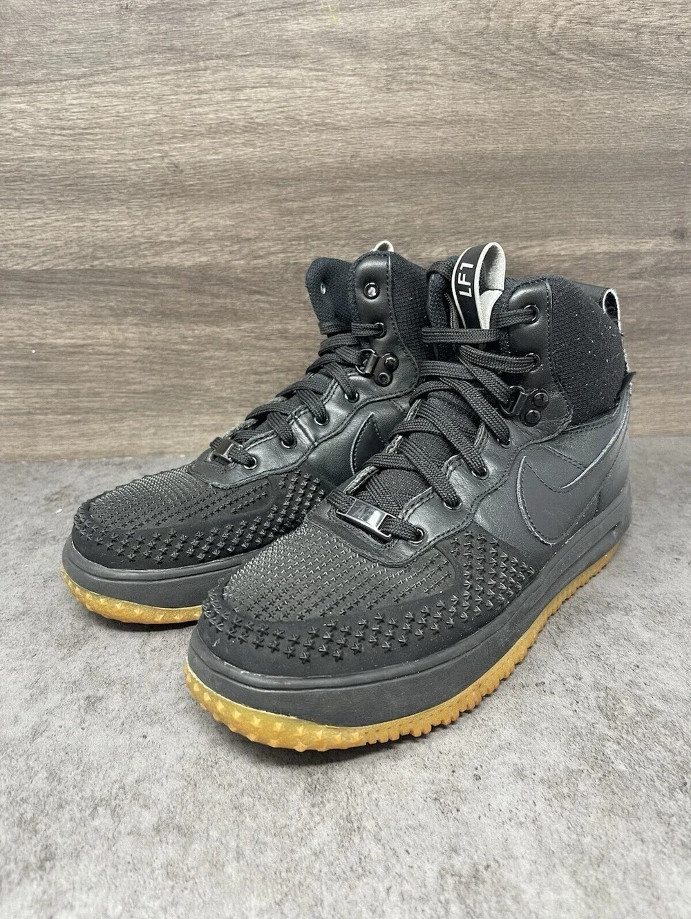 Nike Lunar Force 1 Duckboots Sneakers Kids Size 7Y GS Black Gum 882842-002